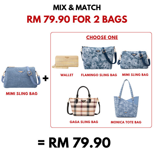 MIMI SLING BAG - RATTAN CB, DENIM BLUE